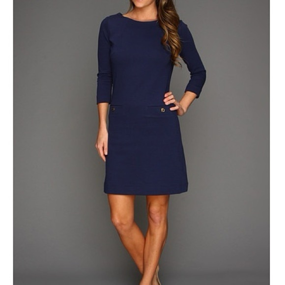 Lilly Pulitzer Charlene Ribbed Shift Dress in True Navy - Size Small - Picture 2 of 8